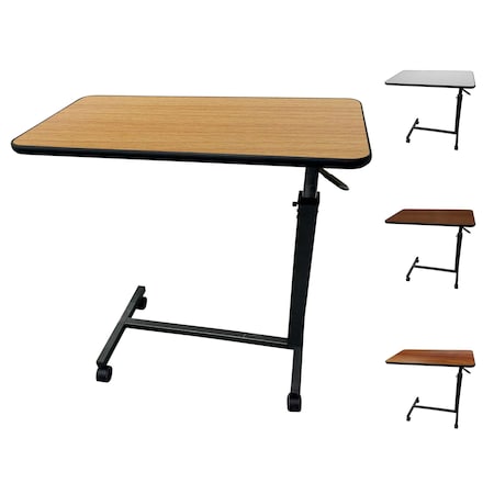 Proheal Medical Overbed Table, Wheels & Adjustable Height - Rich Oak Over Bed Table for Home or Hospital PH-16213H